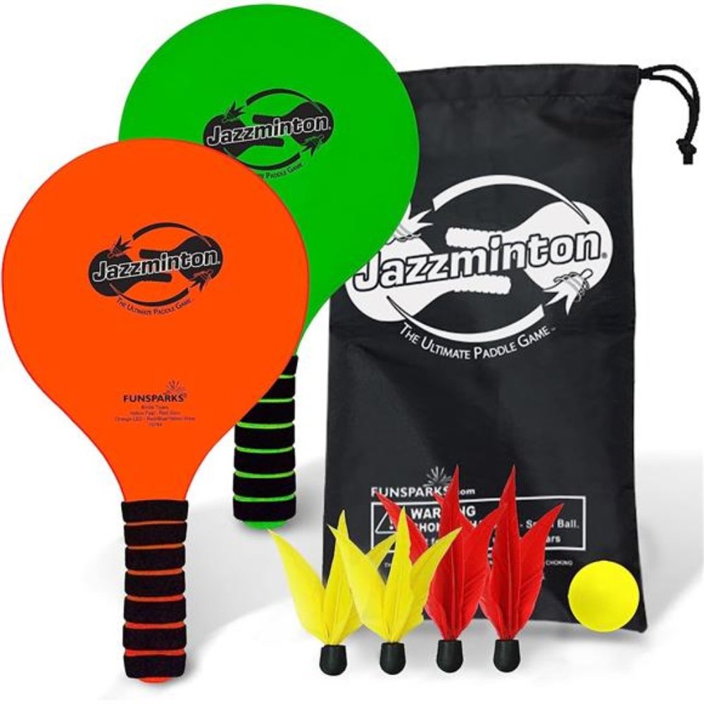 Jazzminton Paddle Ball Game with Carry Bag-Indoor Outdoor Toy -Play at The Beach